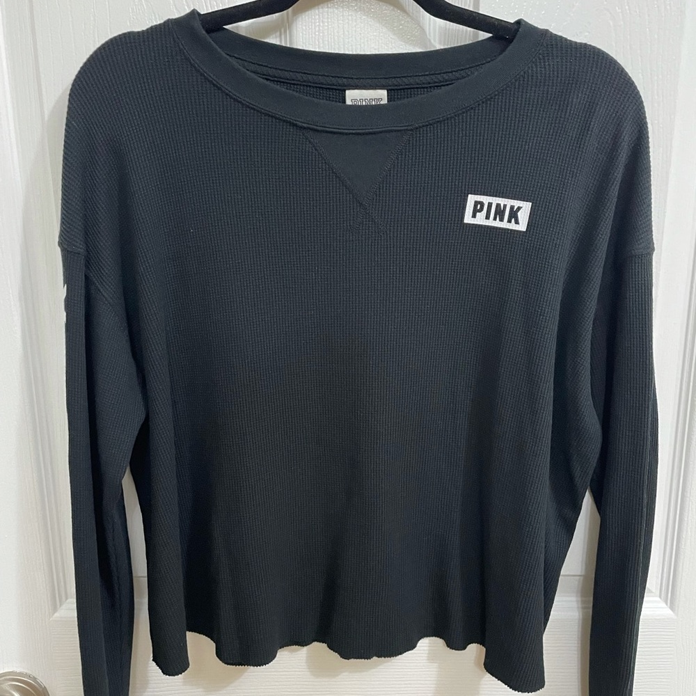victoria secret pink black logo long sleeve!